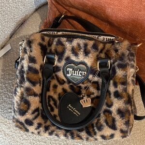 Juicy Couture Faux Fur Leopard Shoulder Bag